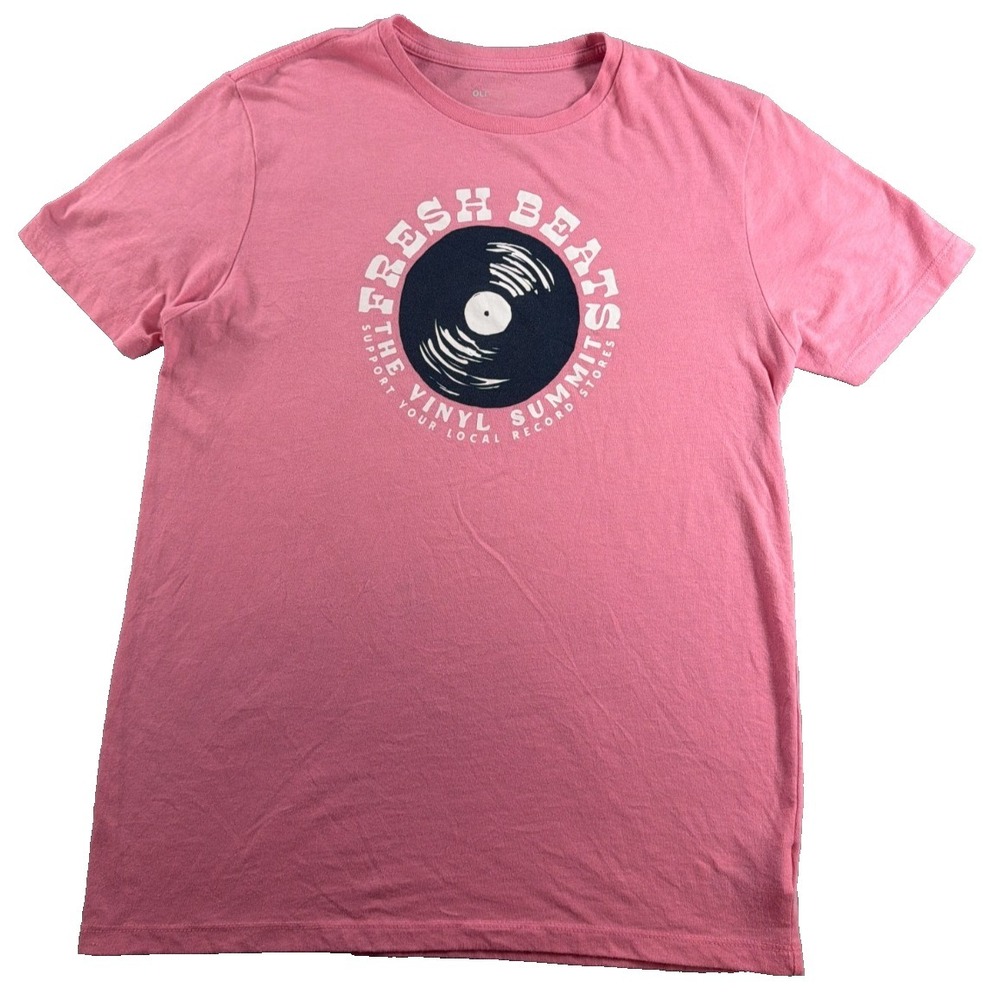 Old Navy Fresh Beats Vinyl Summit Record Store Graphic Tee Womens Small Pink